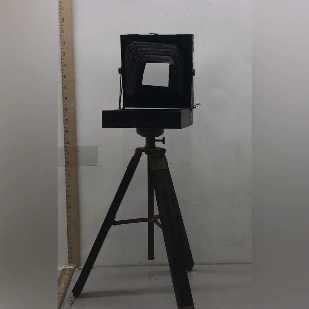 Vintage Pottery Barn Wooden Folding Faux Camera Tripod Home Decor Accent/Object